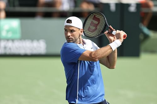 Dimitrov at the 2024 BNP Paribas Open 2024.