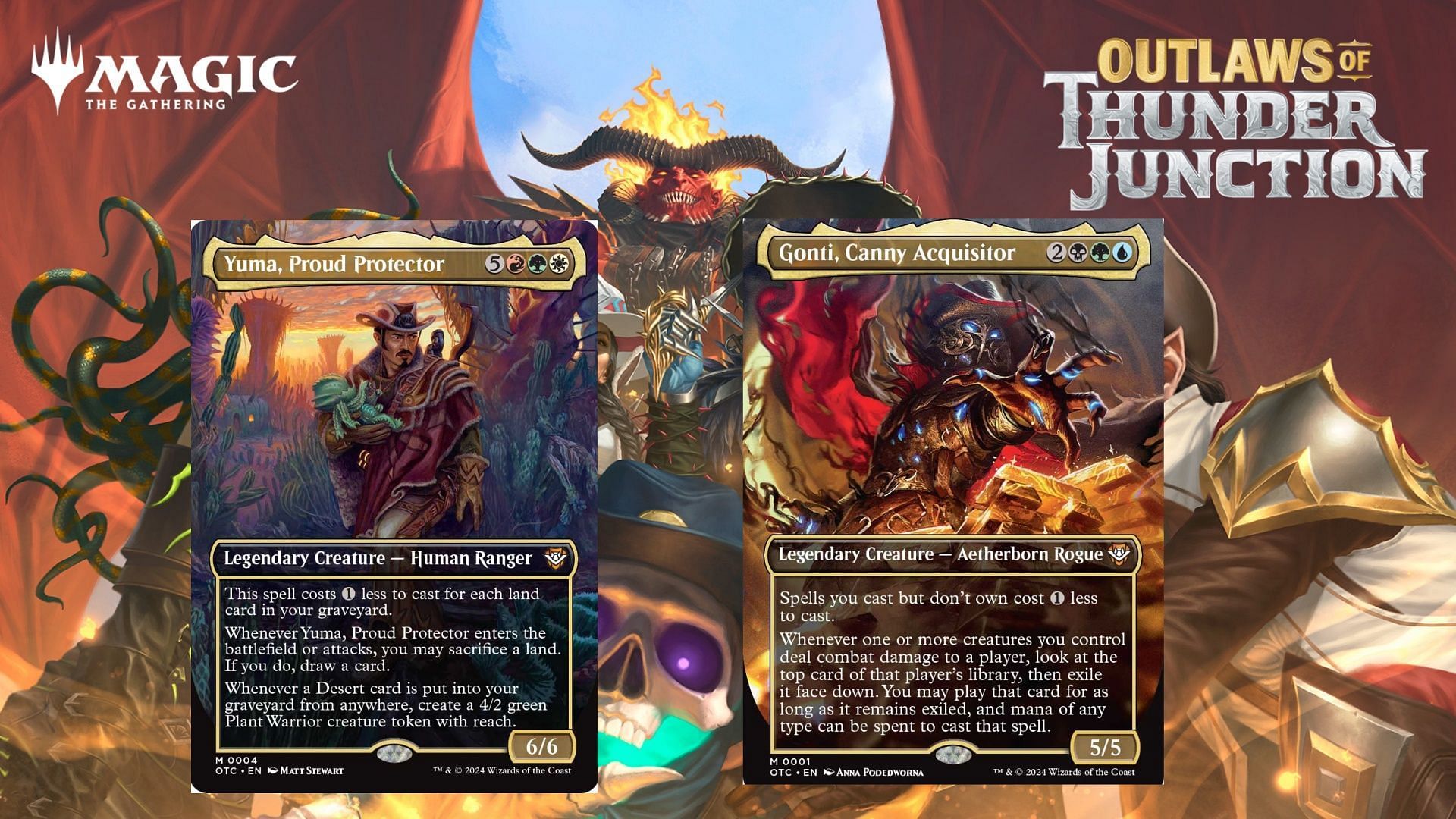 Yuma and Gonti for Magic: The Gathering&#039;s Outlaws of Thunder Junction Commander decks (Image via Wizards of the Coast)
