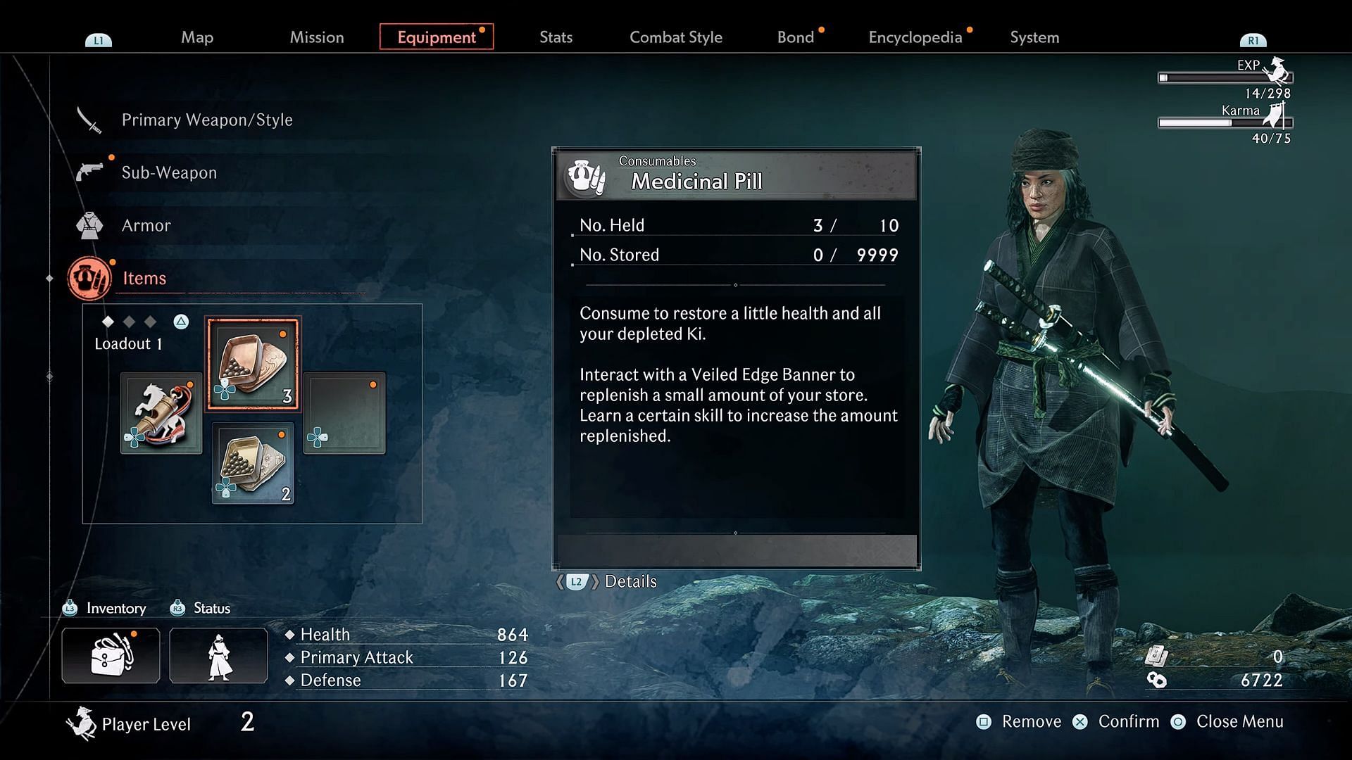 Equipping healing items from the inventory (Image via Sony Interactive Entertainment/YouTube-theRadBrad)