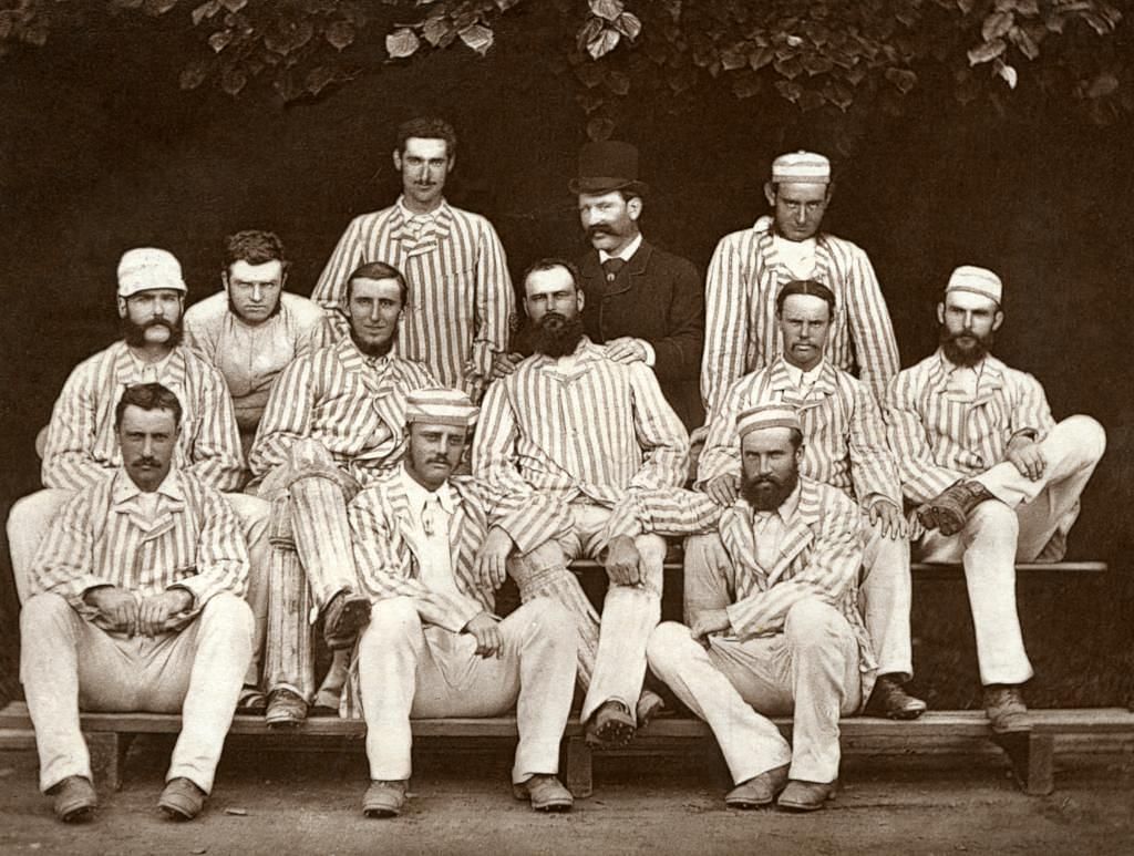 Charles Bannerman (front left) faced the first ball in Test history and scored its first-ever ton. [ICC]