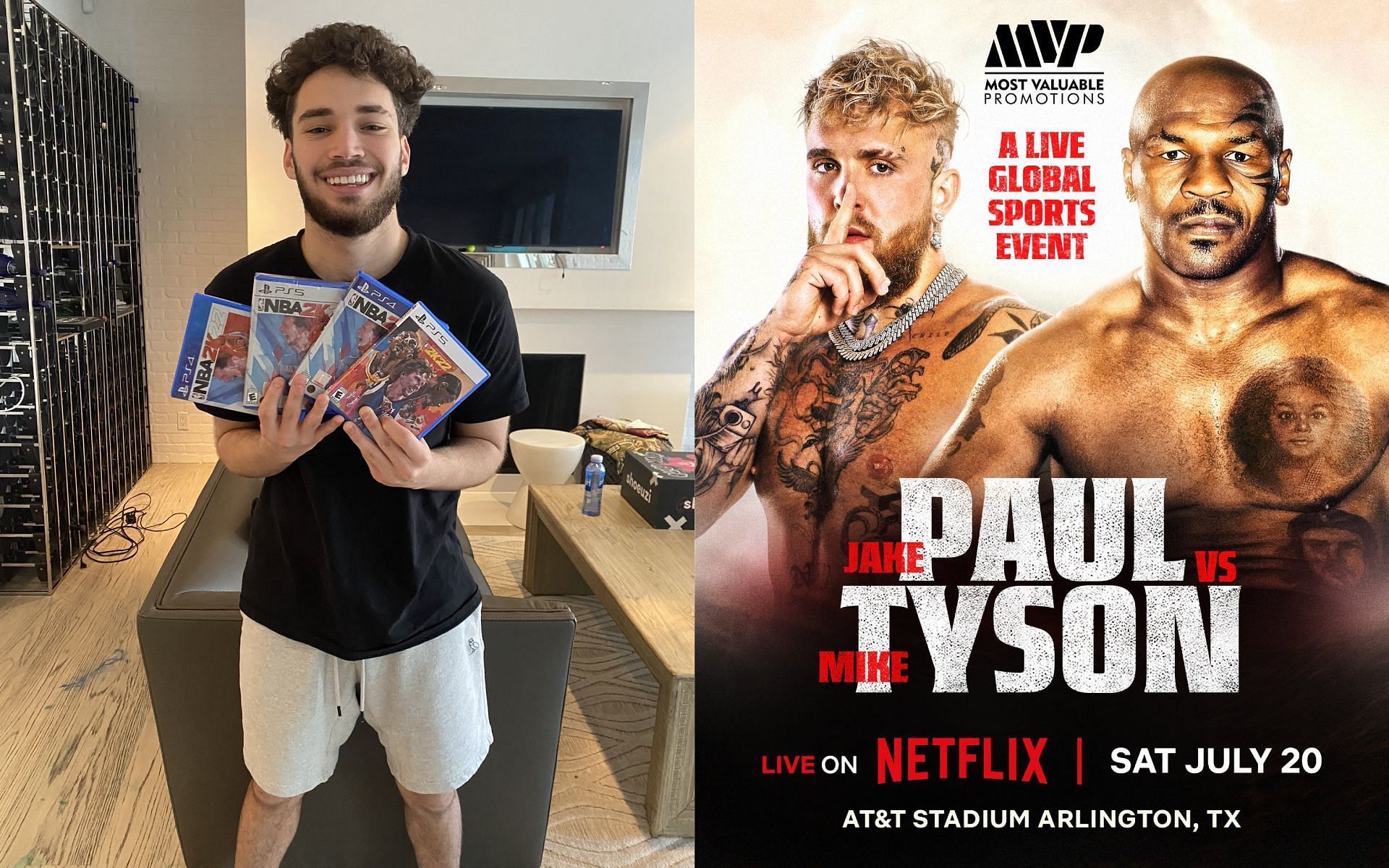 Adin Ross comments on Jake Paul vs Mike Tyson fight (Image via @adinross and @jakepaul/X)