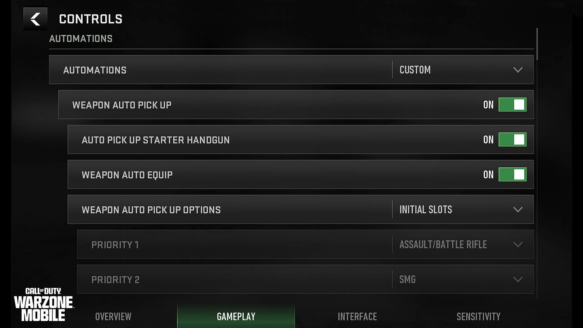 Controls Menu: Gameplay Tab (Image via Activision)