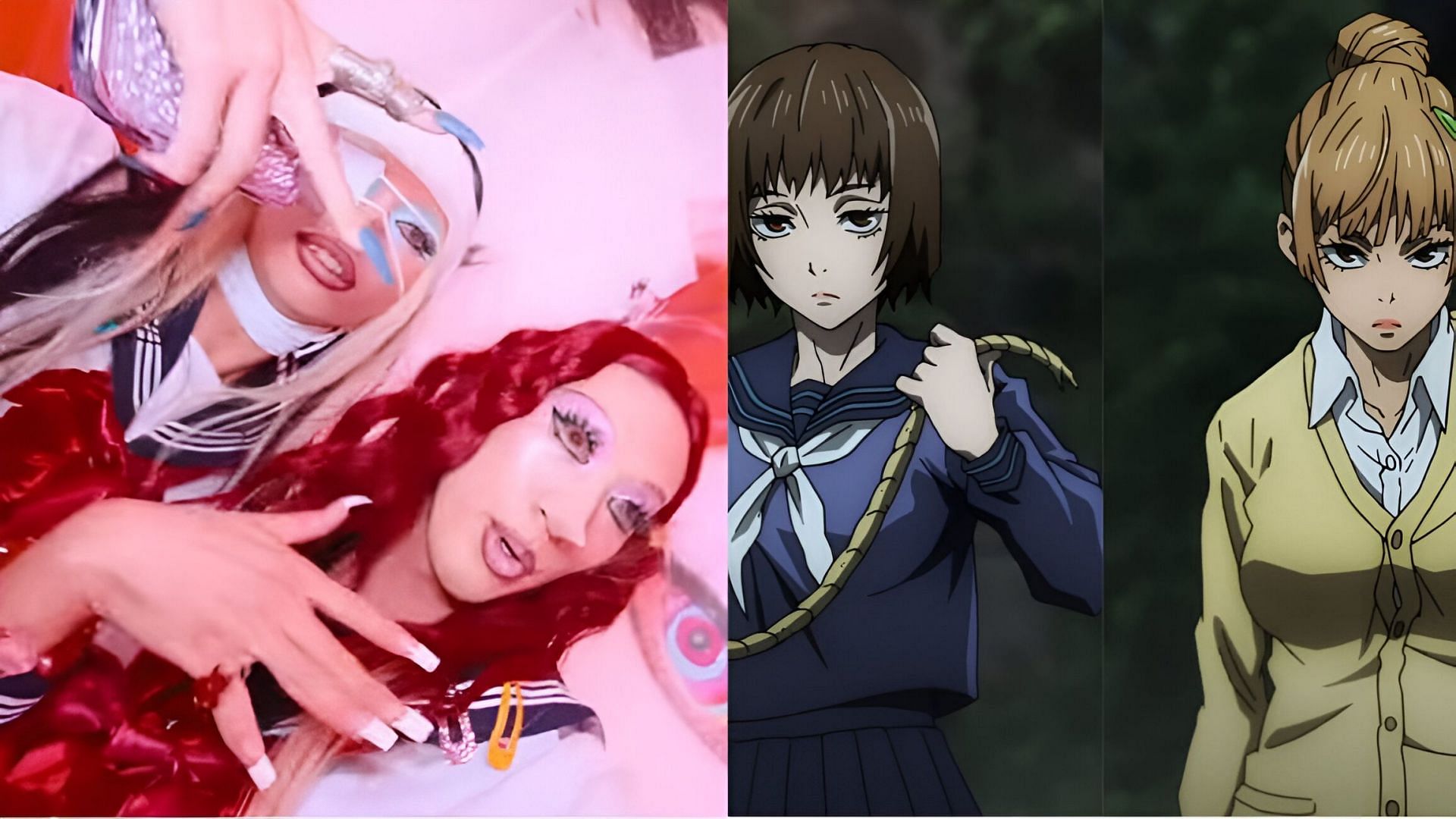 Special Z music video (left) and Geto&#039;s daughters (right) (Images via King Gnu &amp; MAPPA)