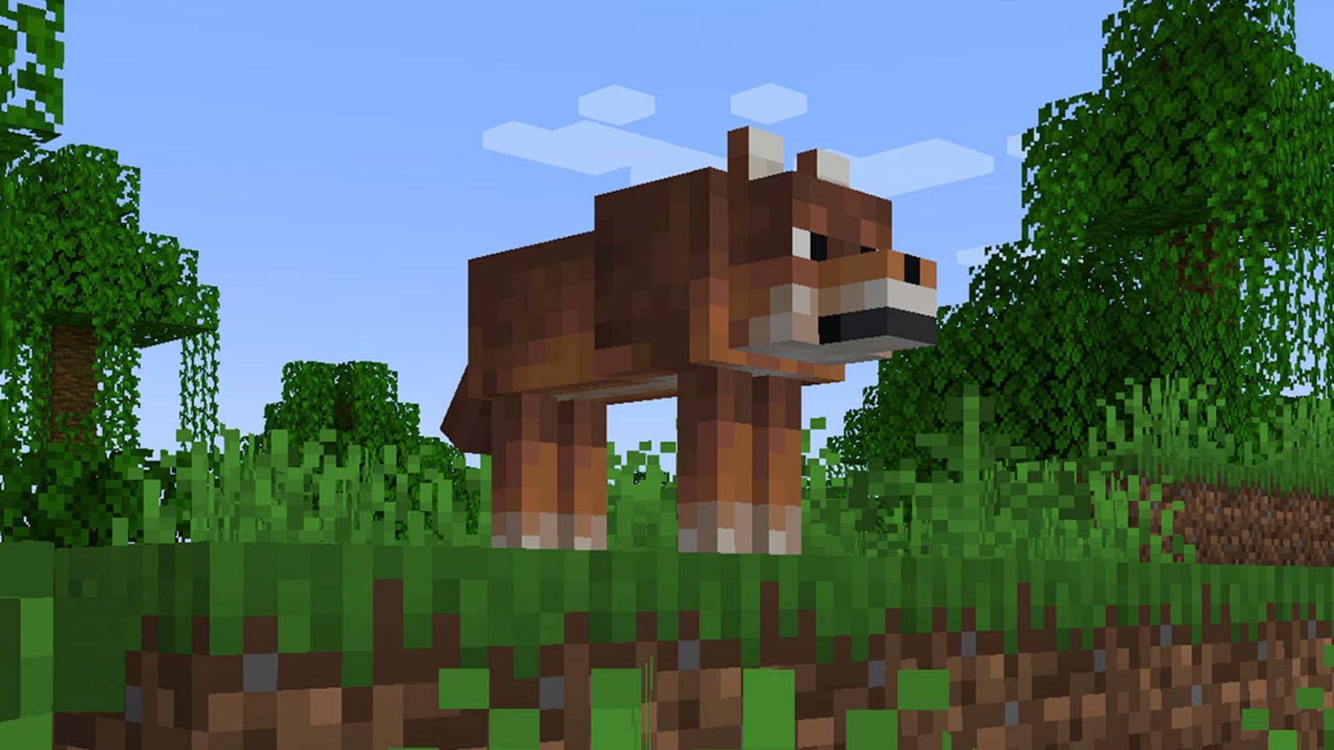 The rusty wolf is almost red in color (Image via Mojang)