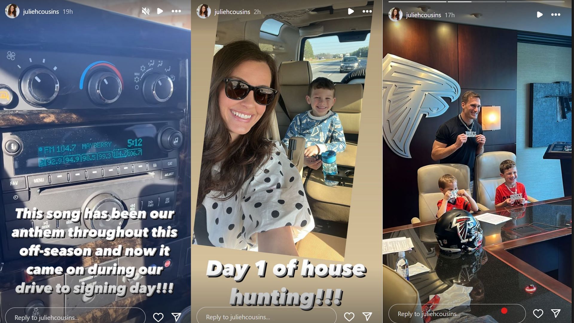 Kirk Cousins, wife Julie and his children begin house hunting in Atlanta (From:@juliehcousins)