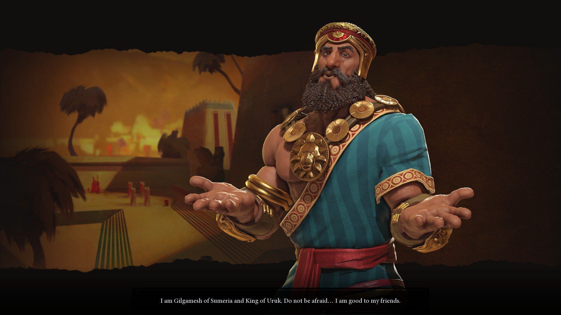 Gilgamesh of Sumeria is a good leader for Civilization VI beginners (Image via Firaxis)