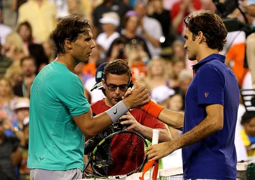 Nadal (left) and Federer