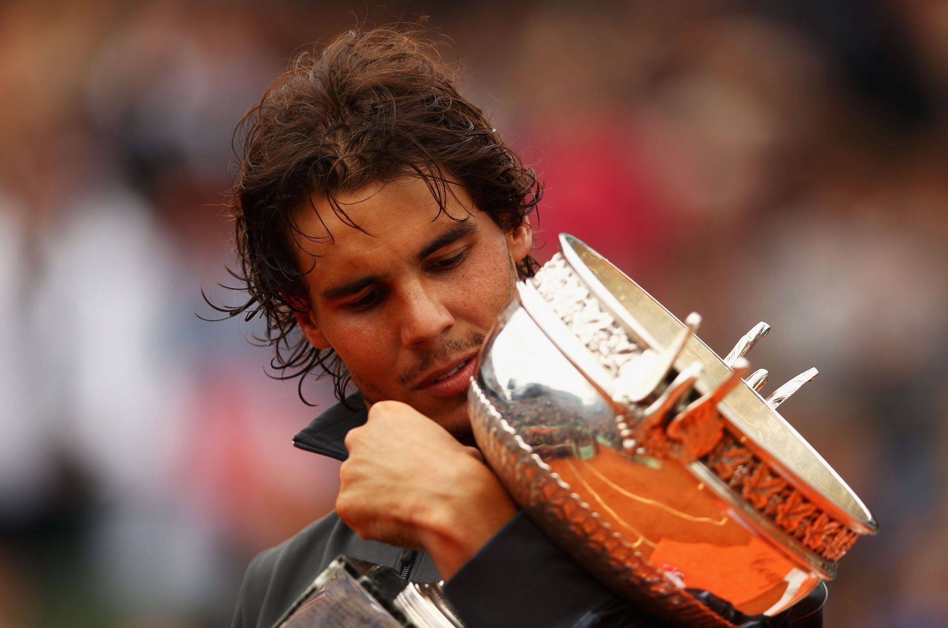 Rafael Nadal after winning the 2012 French Open