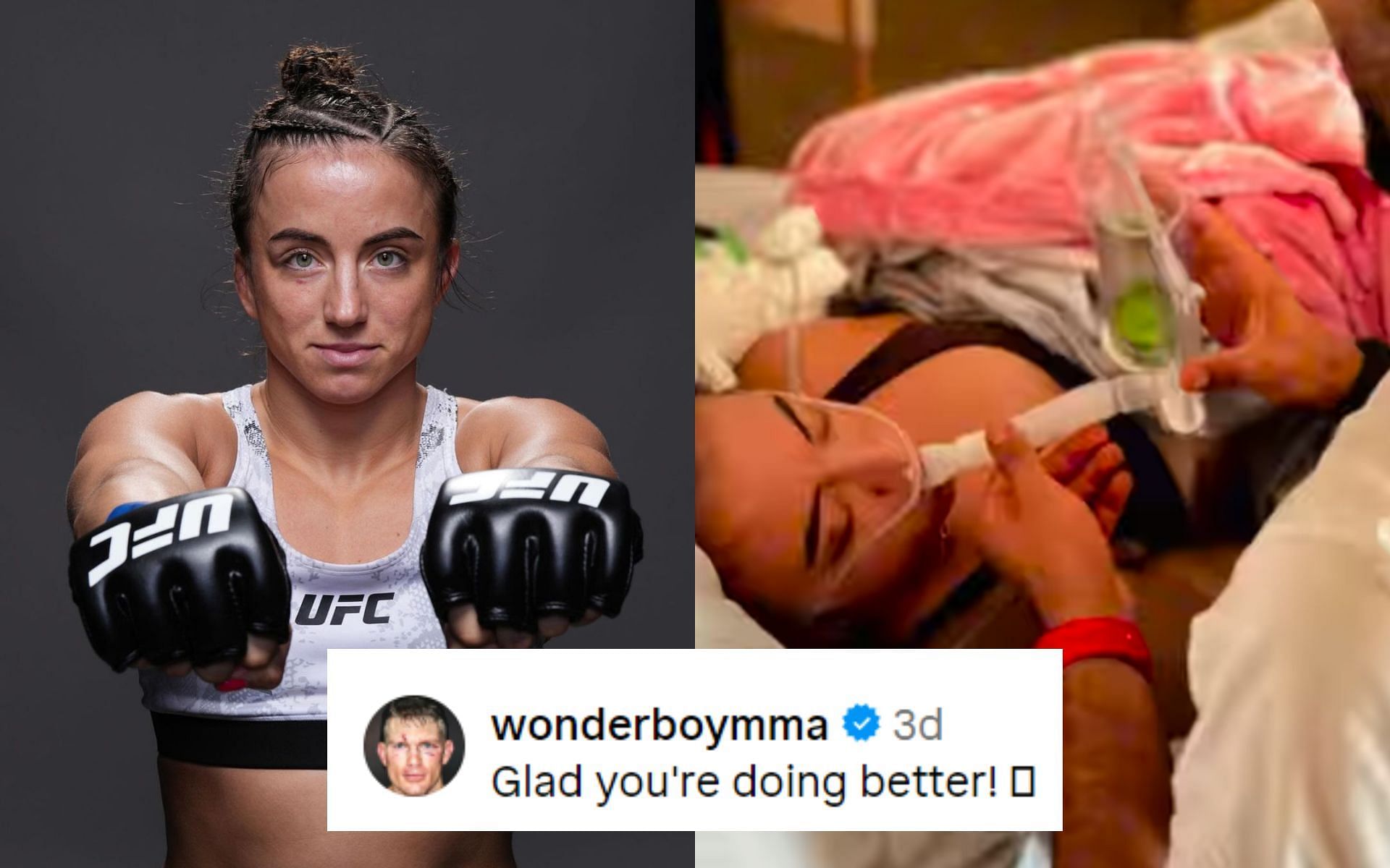 Maycee Barber (left) courageously beat multiple health challenges during her hospitalization (right) [Images courtesy: @mayceebarber on Instagram]