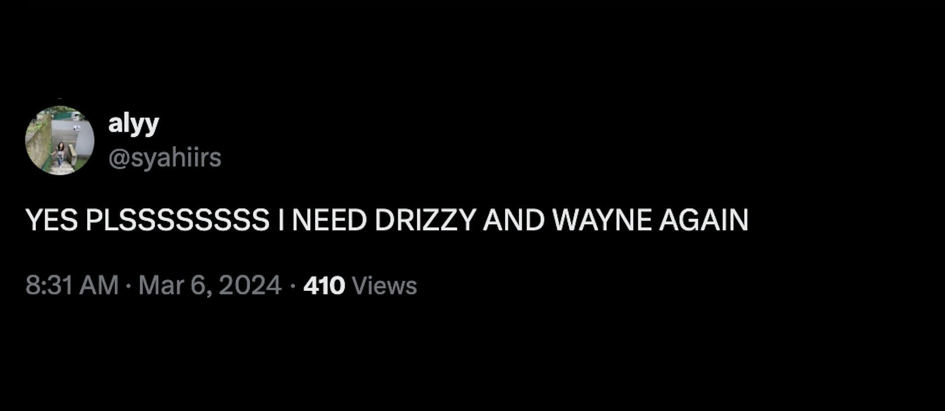 Fan reacts to Lil Wayne and Lil Durk joining Drizzy for his &quot;Big as the What&quot; tour (Image via X/@syahiirs)