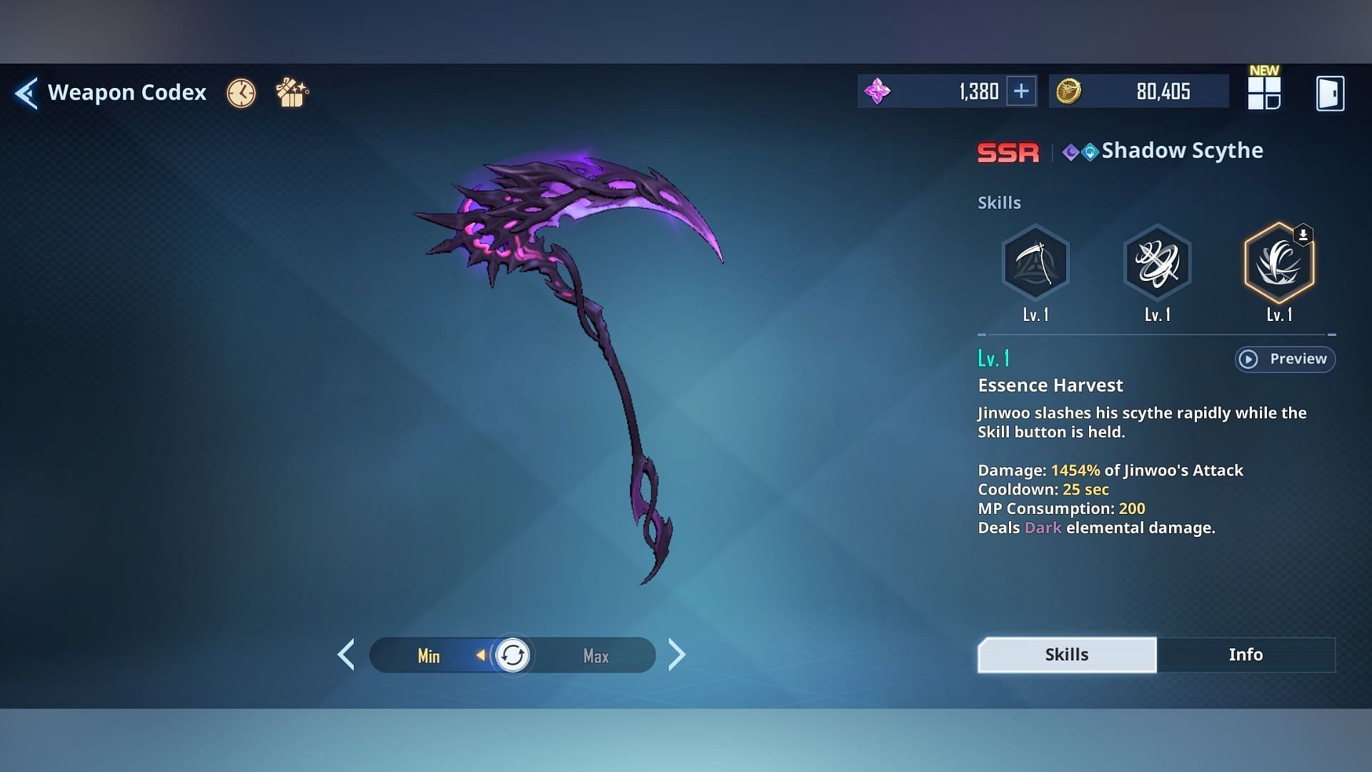 Shadow Scythe is one of the best SSR weapons for Sung Jinwoo that players can obtain for free (Image via Netmarble)