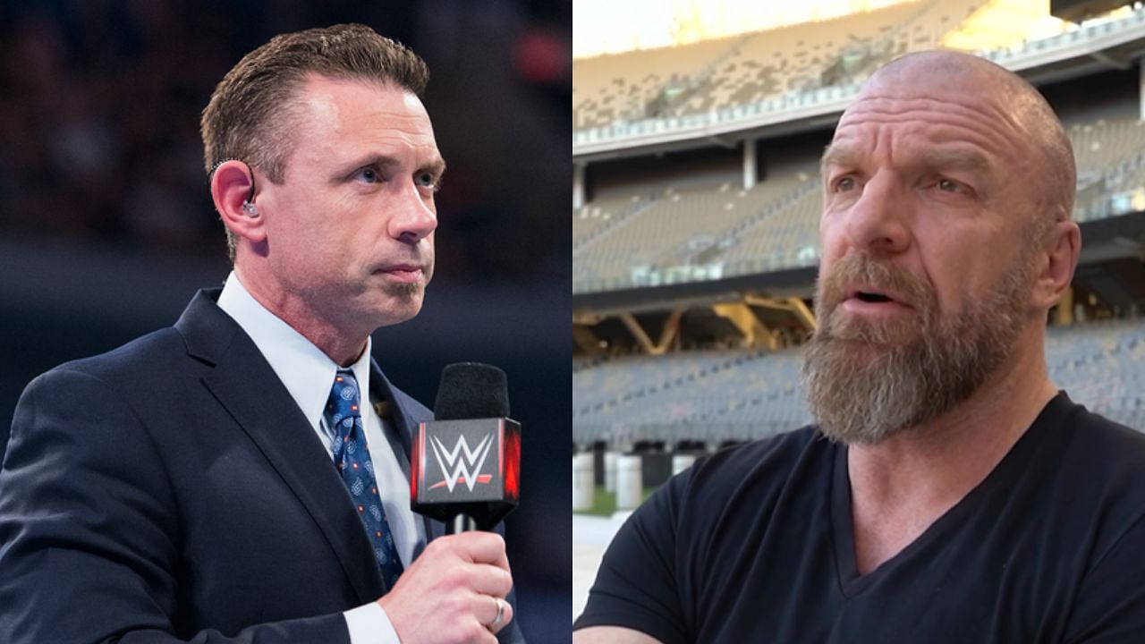 WWE stars Michael Cole (left) and Triple H (right)