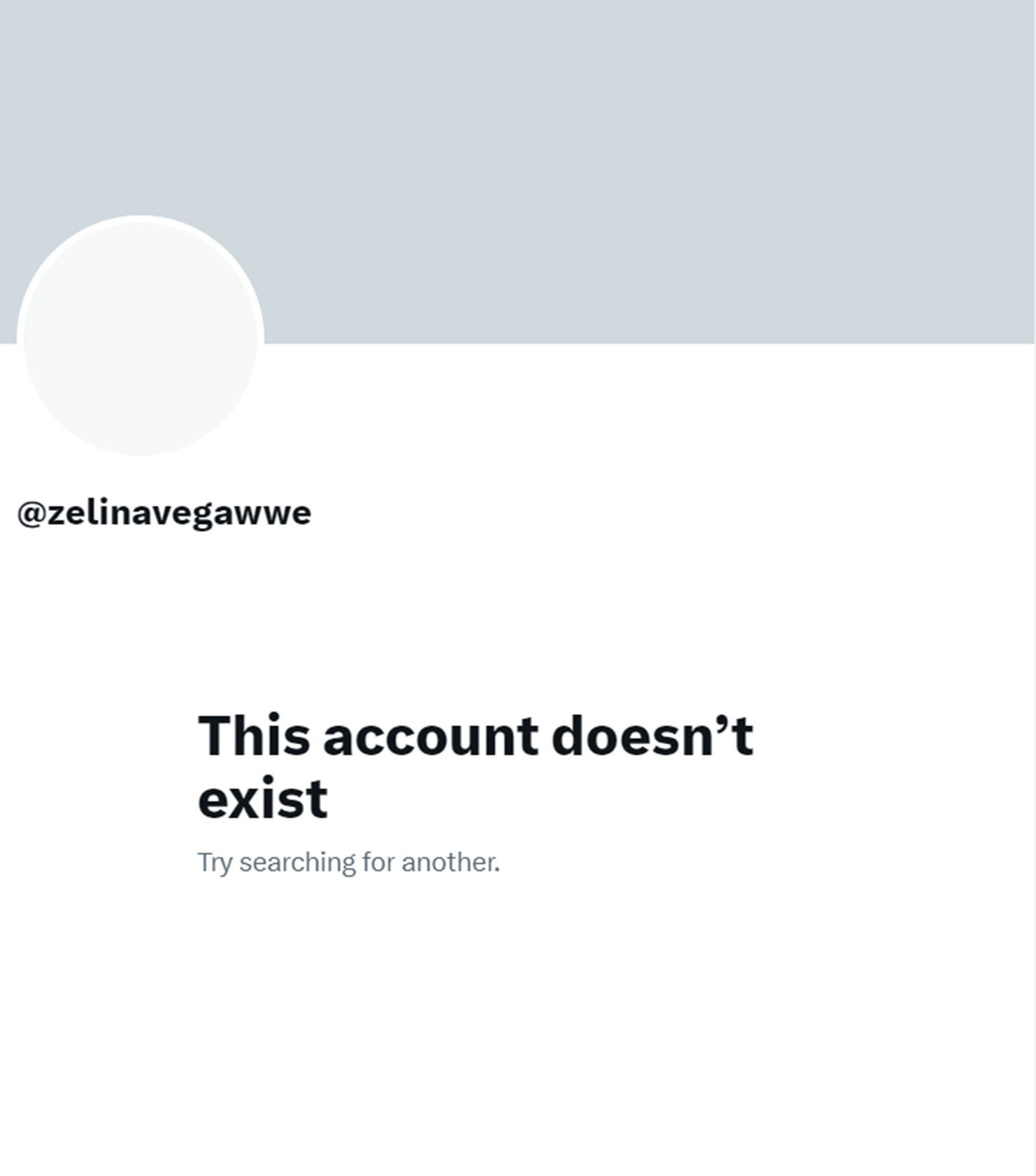 Screenshot of Zelina Vega&#039;s deleted account