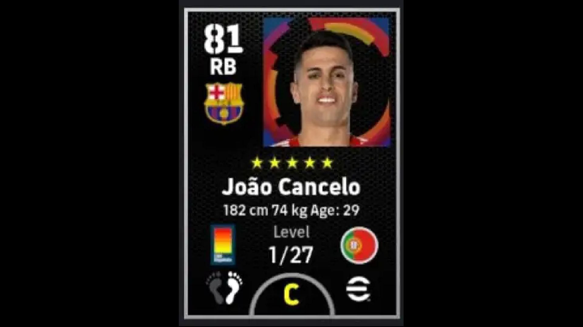Joao Cancelo can be a good choice RB (Image via Konami)