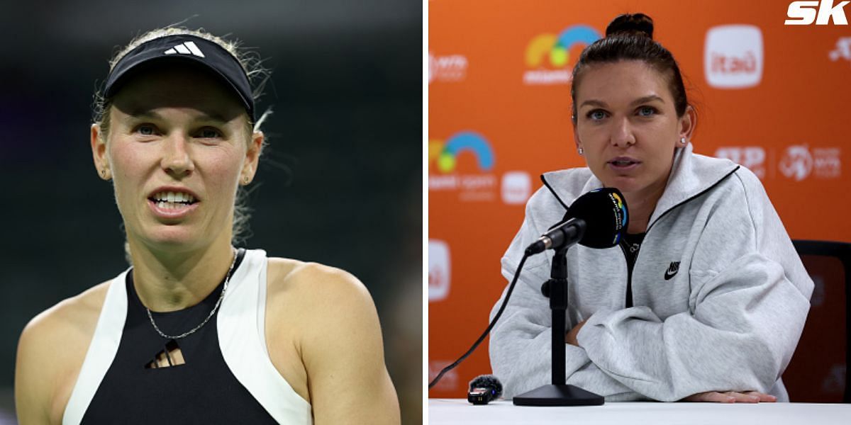 Caroline Wozniacki (L) and Simona Halep (R)