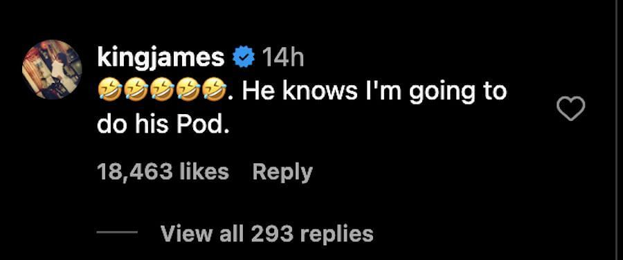 LeBron James IG comment