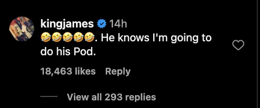 LeBron James IG comment