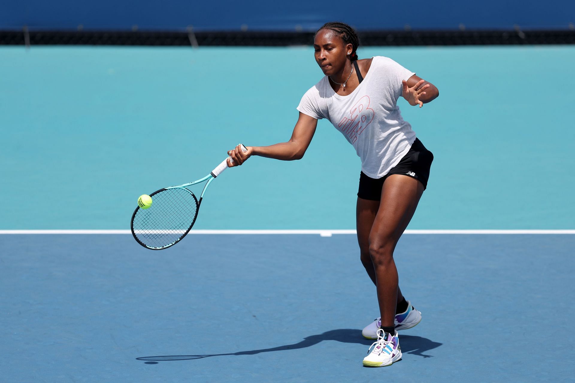 Gauff practicing at the 2024 Miami Open