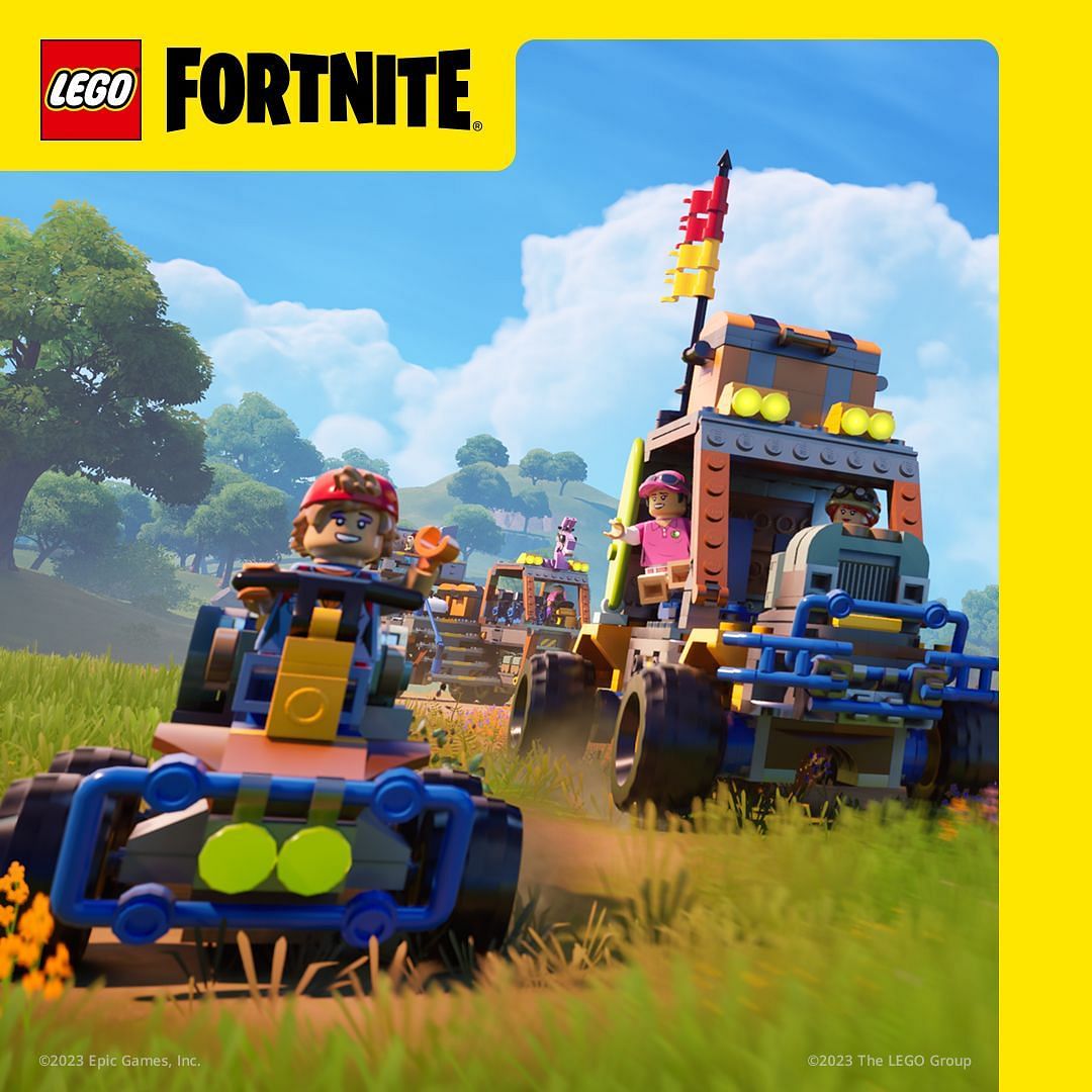 Vehicles in LEGO Fortnite will add to the mobility (Image via Epic Games)