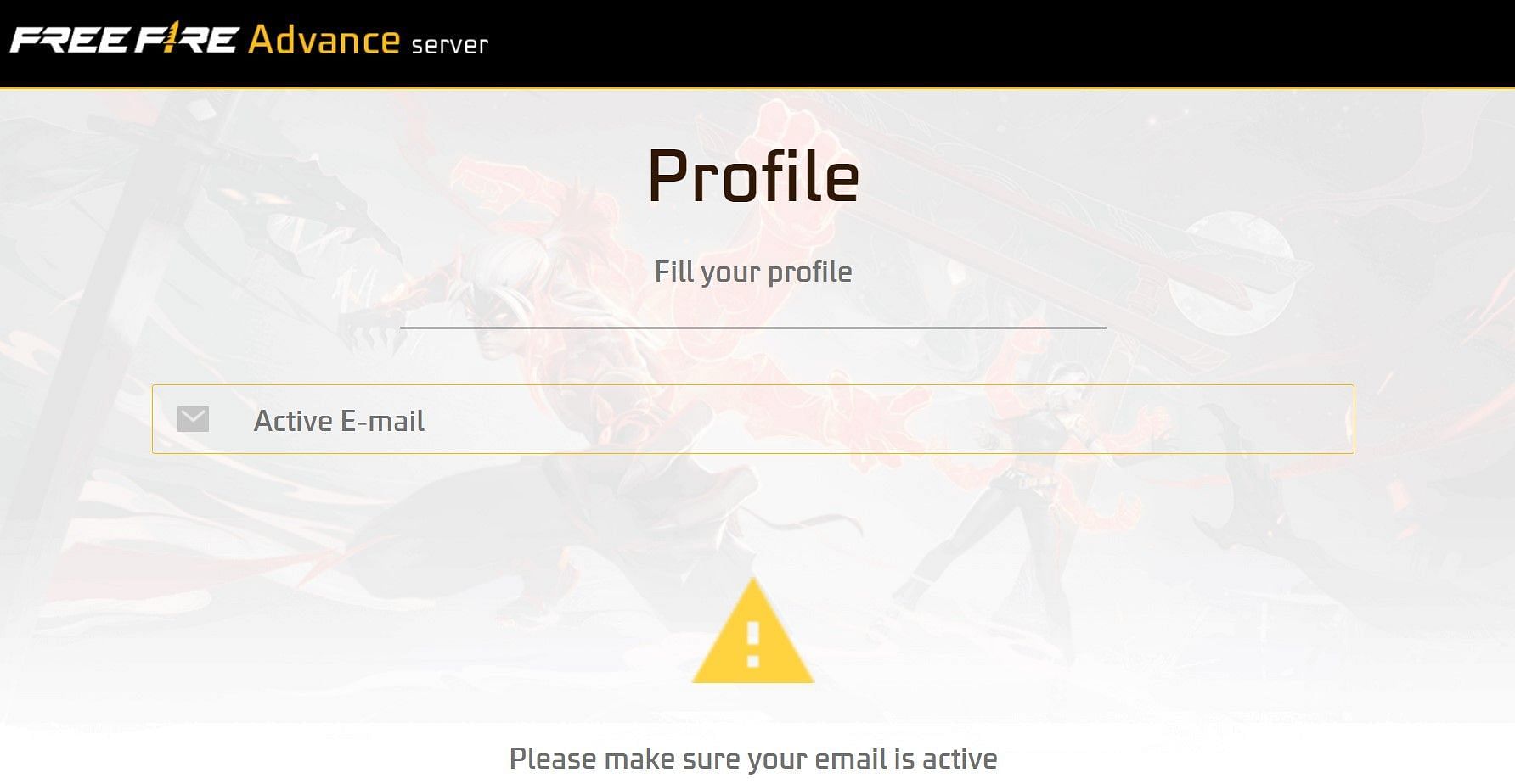 Enter the email address into the text field (Image via Garena)