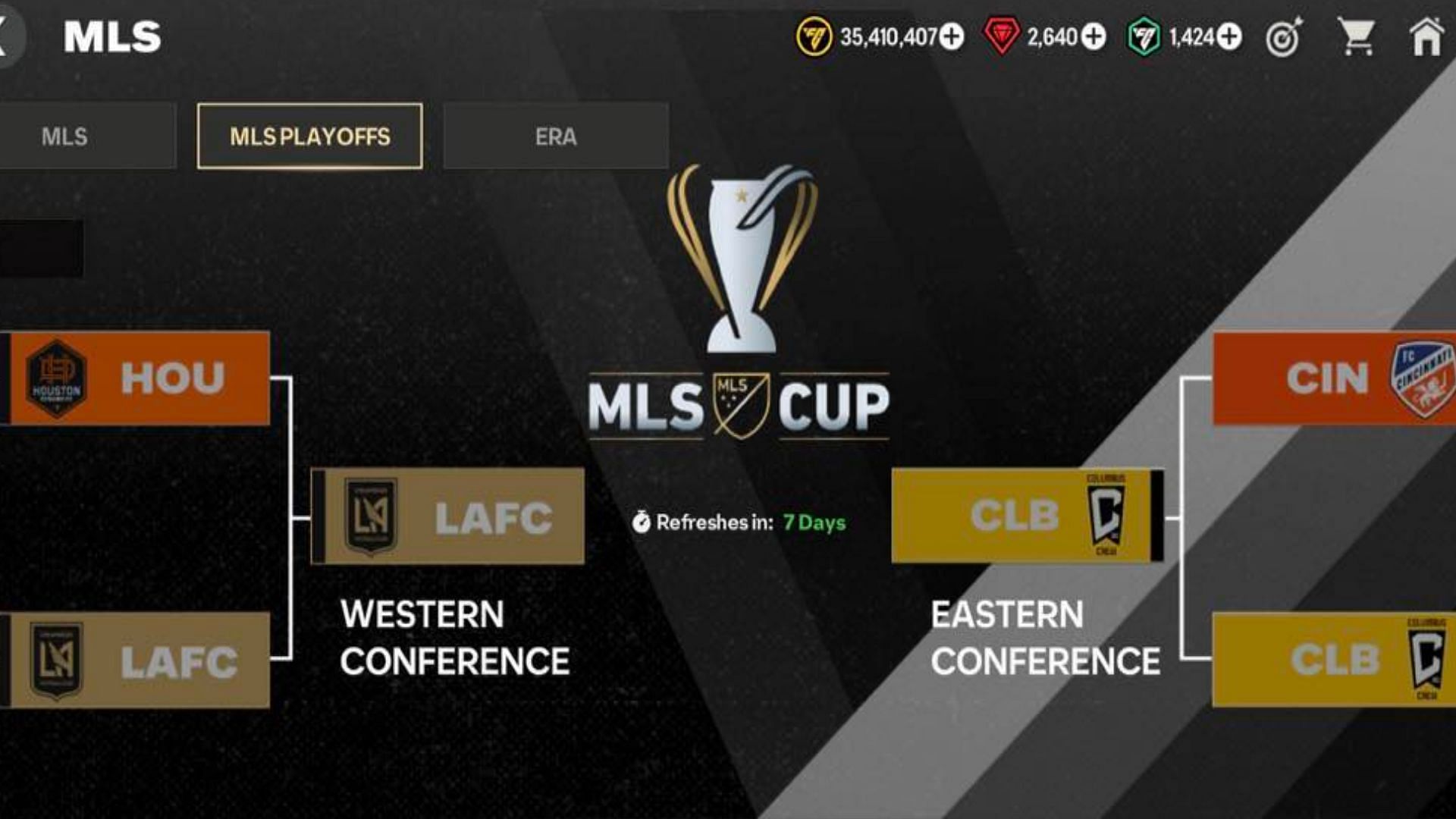 MLS Cup matches can be played in the MLS Playoffs chapter in the FC Mobile MLS promo (Image via EA Sports)