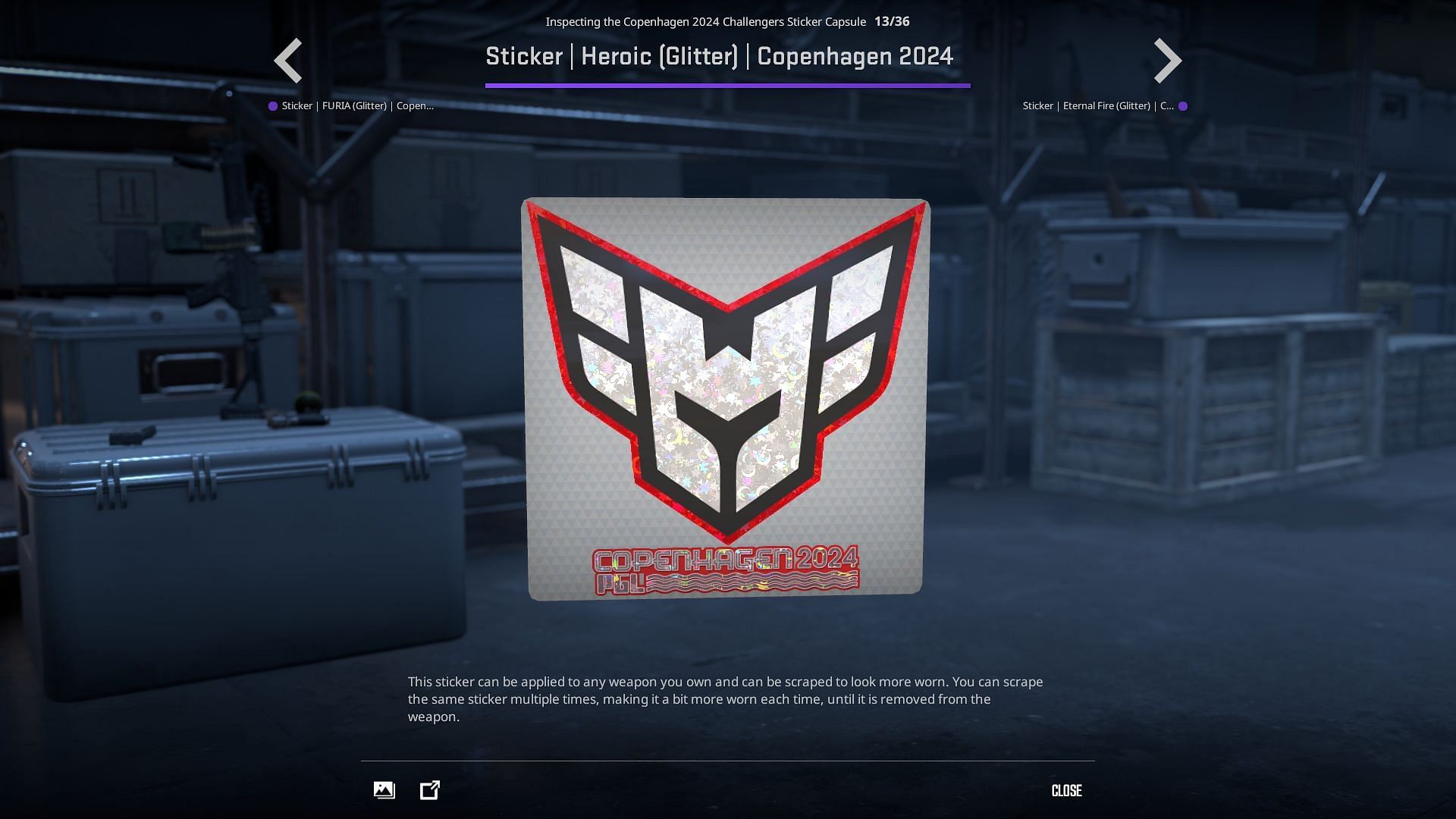 Heroic Glitter sticker (Image via Valve)