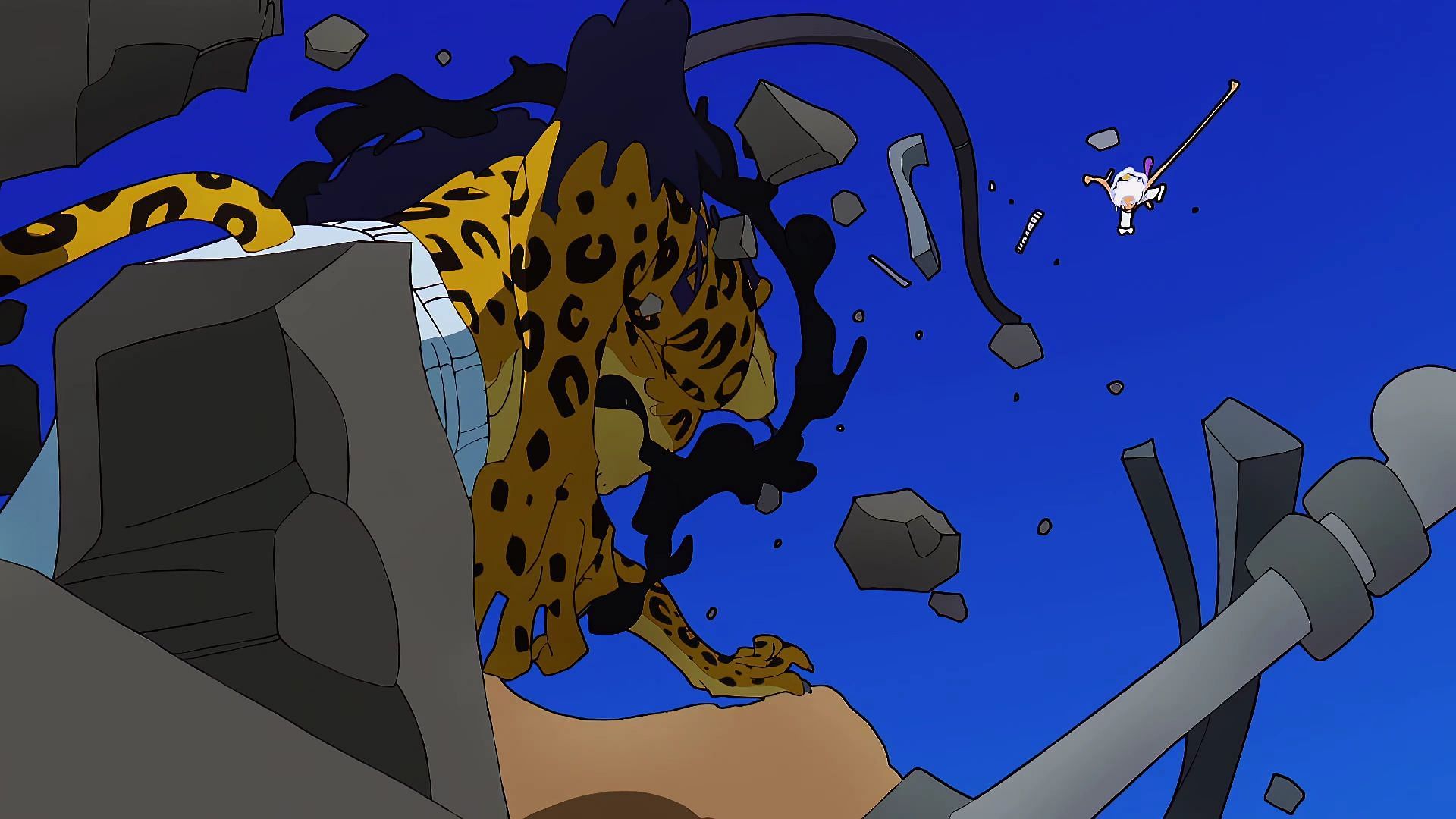 Awakened Lucci vs Gear 5 Luffy as seen in the One Piece anime (Image via Toei Animation)