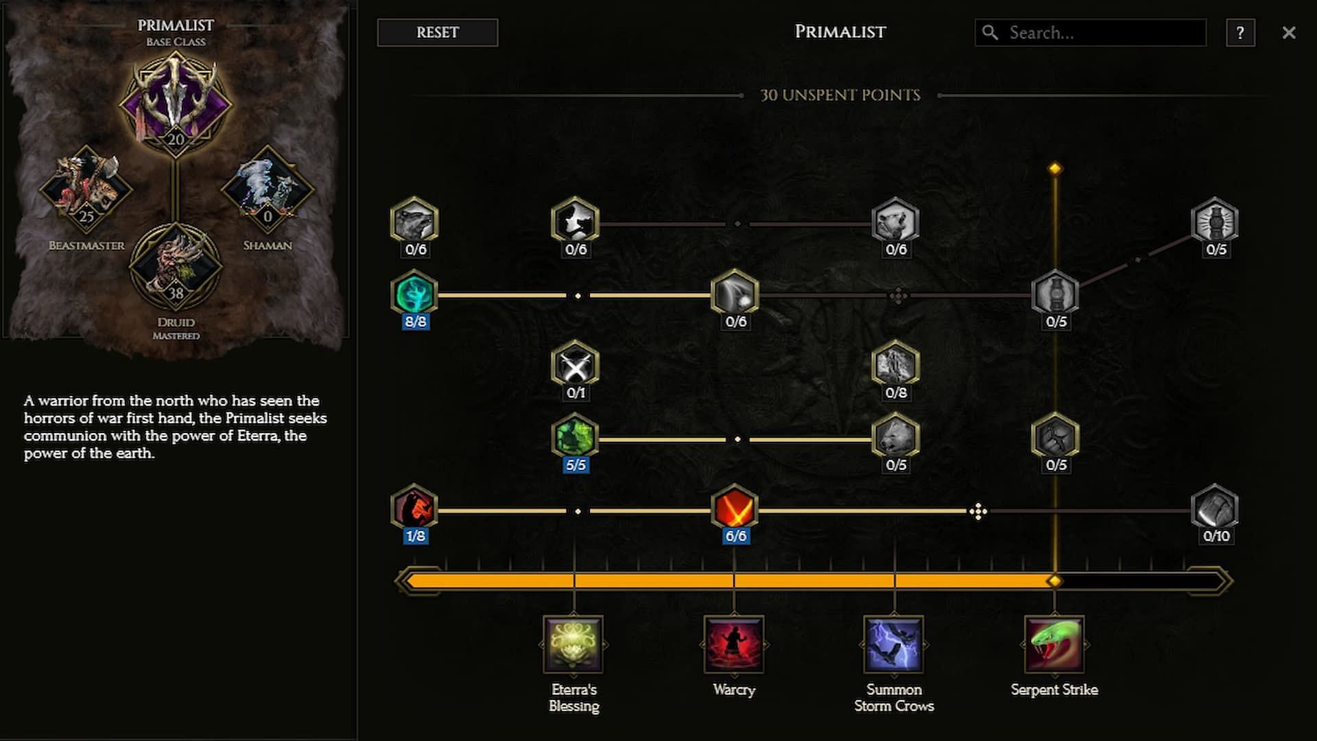 Primalist passive tree in Last Epoch (Image via Eleventh Hour Games || lastepochtools.com)