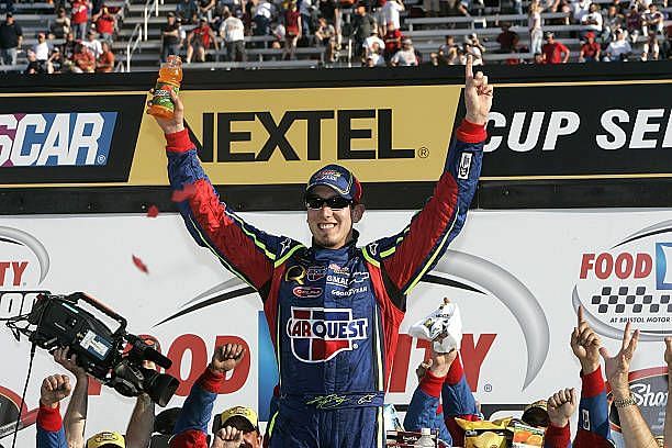 Kyle Busch wins the historic Food City 500 in the 2007 NASCAR Cup Series.