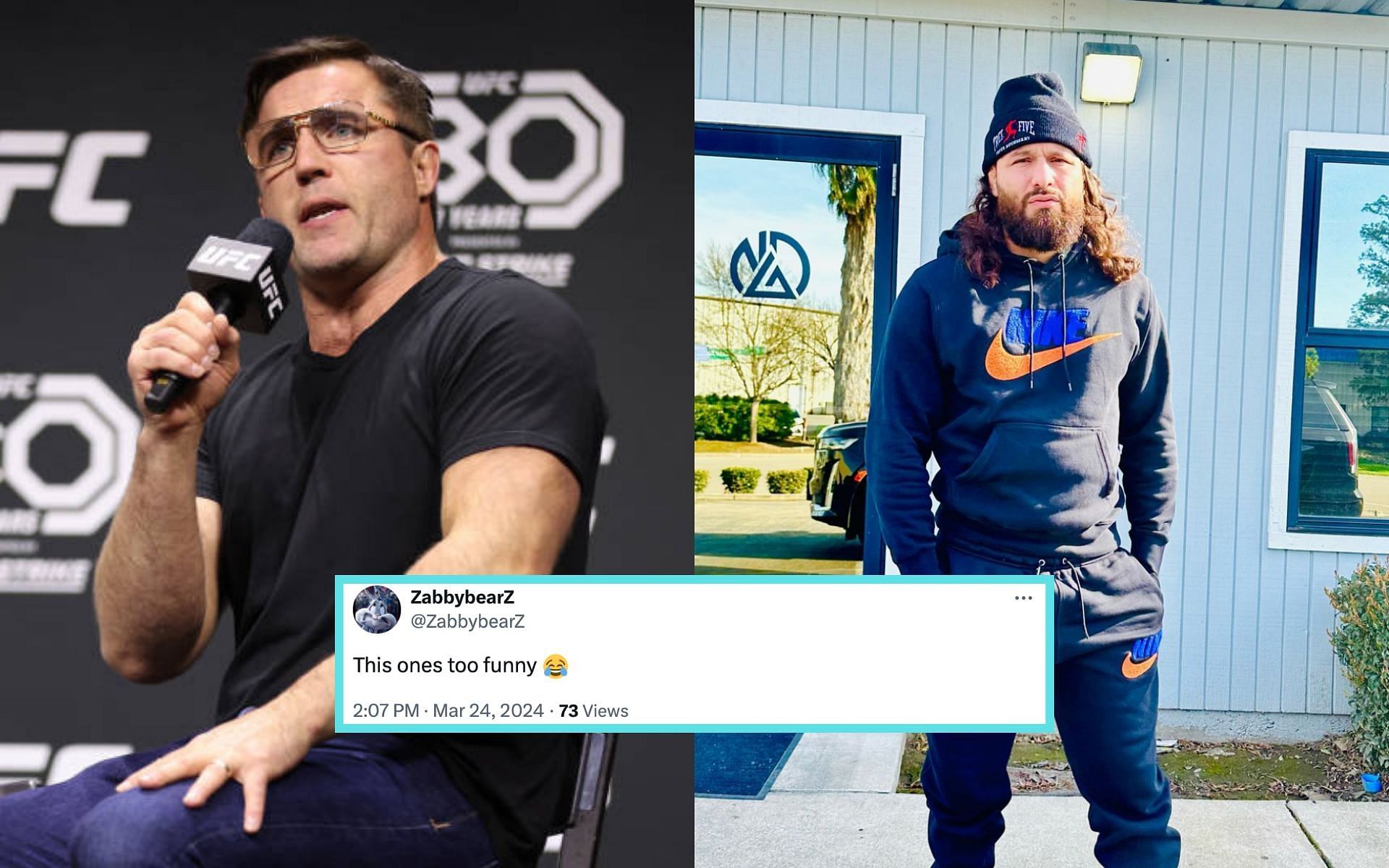 Chael Sonnen (left) takes more shots at Jorge Masvidal (right) on social media [Photo Courtesy of Getty Images and @gamebredfighter on Instagram]