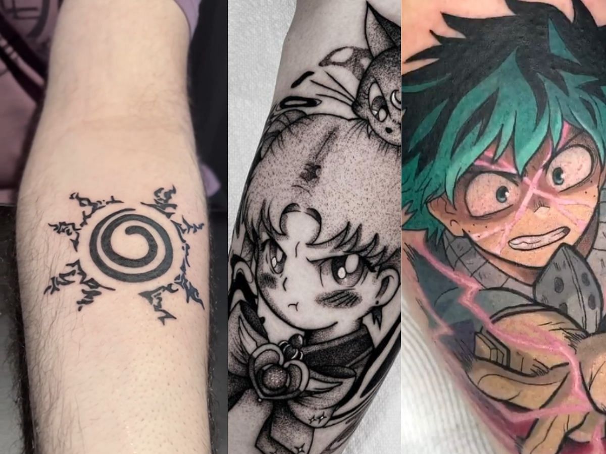 Couple small Anime tattoos from the other day! ✨️ . . . . .  #smallanimetattoo #smallsailormoontattoo #sailormoomtattoo  #blackandgreys... | Instagram