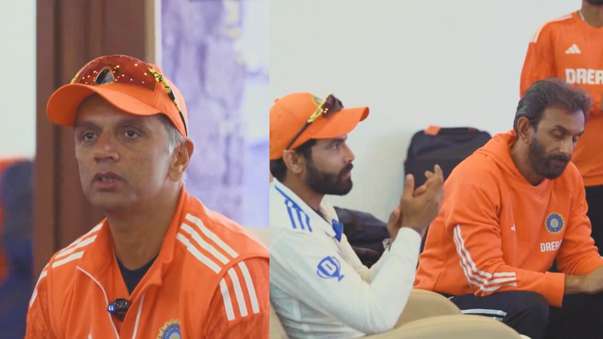 Snippets from Rahul Dravid speaking to the Indian players and the coaching staff after Dharamsala win