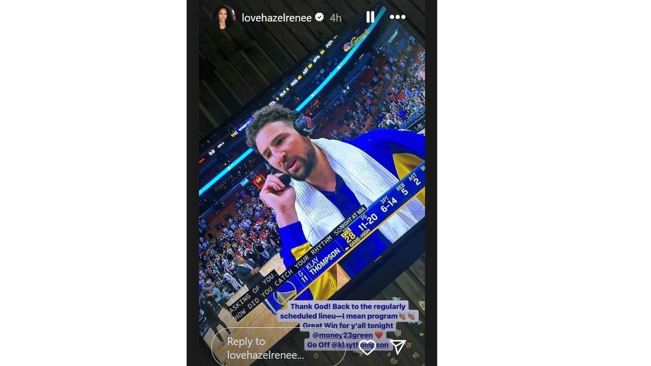 Draymond Green&#039;s wife Hazel Renee with a seeming shot at Warriors coach Steve Kerr after Klay Thompson played well in the starting lineup.