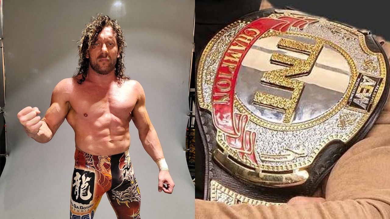 Kenny Omega (left) and AEW TNT Championship (right)