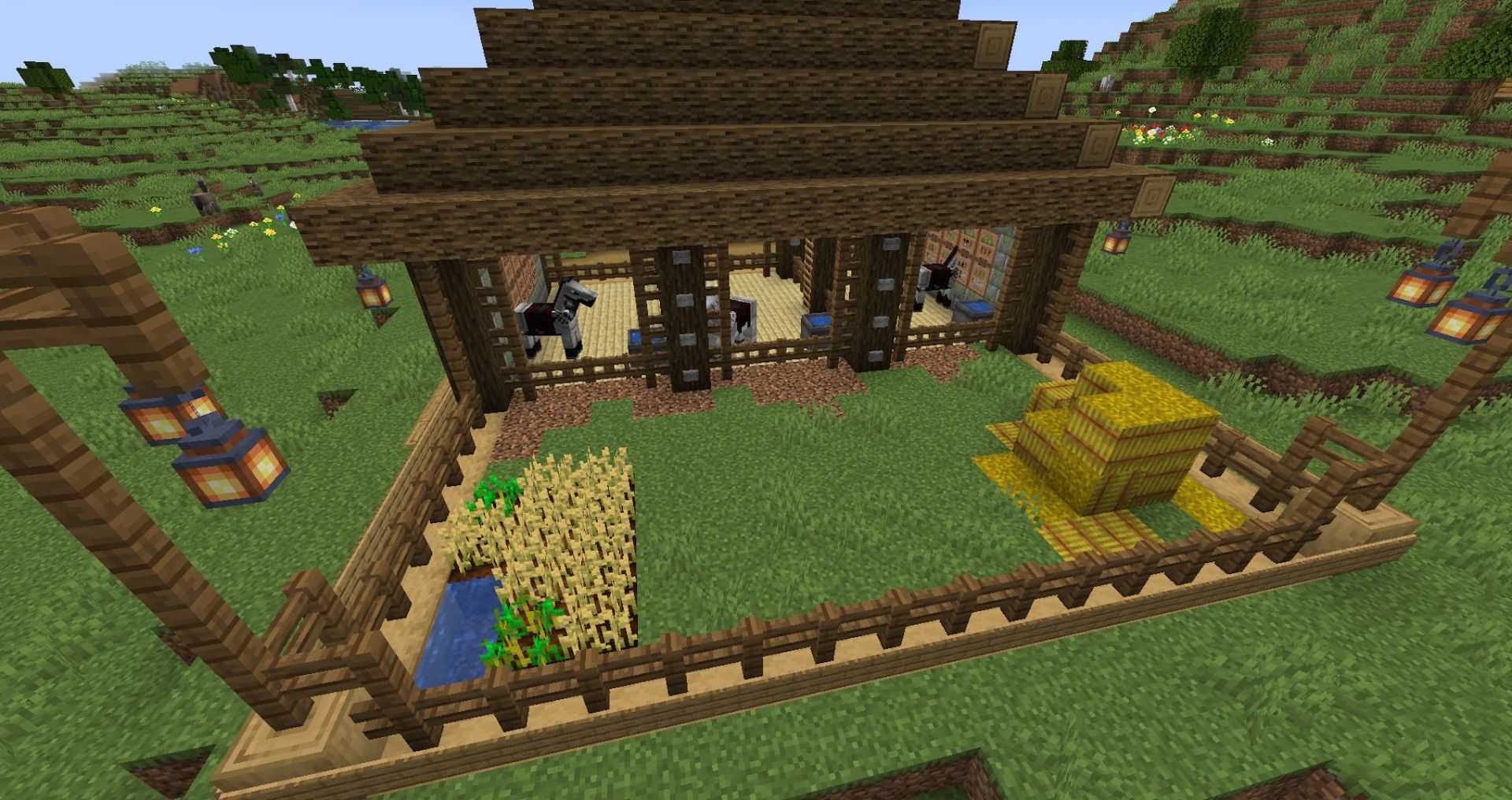 The finished starter stable (Image via Mojang)