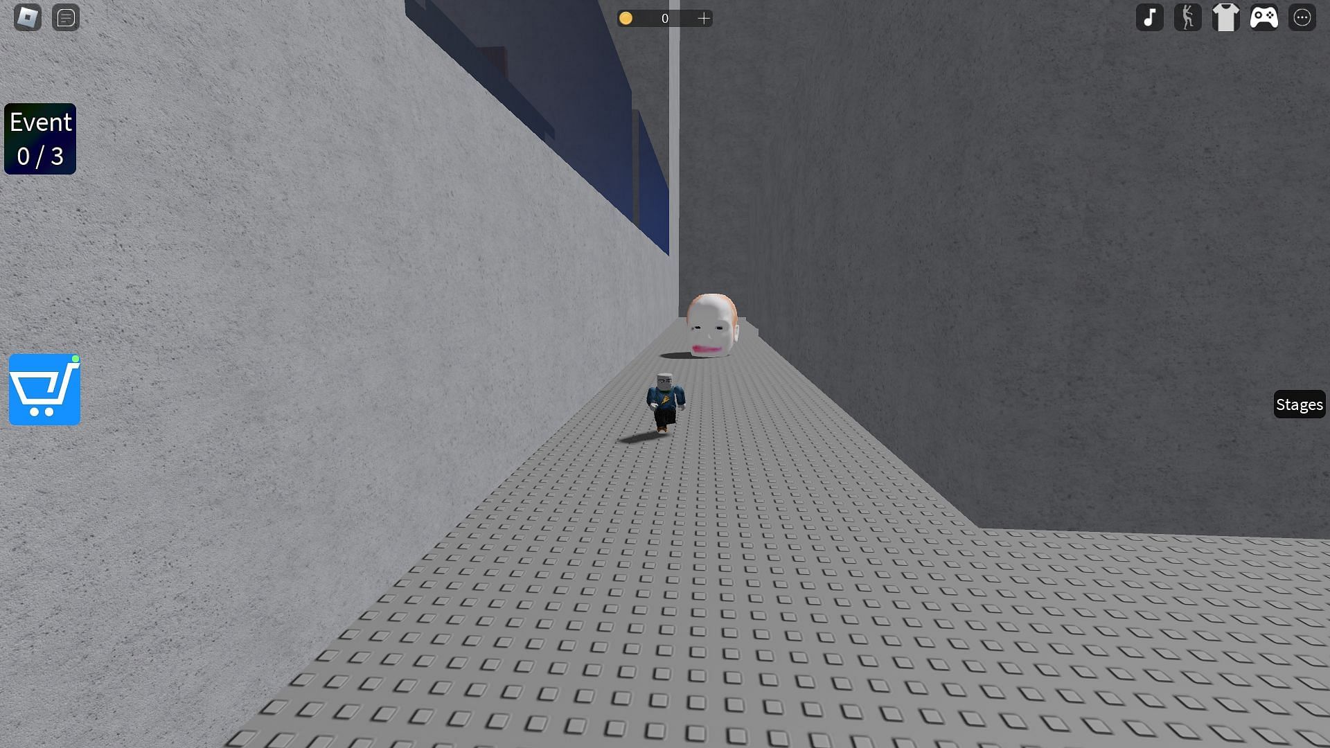 Avoiding enemy heads in Stage 1 (Image via Roblox)