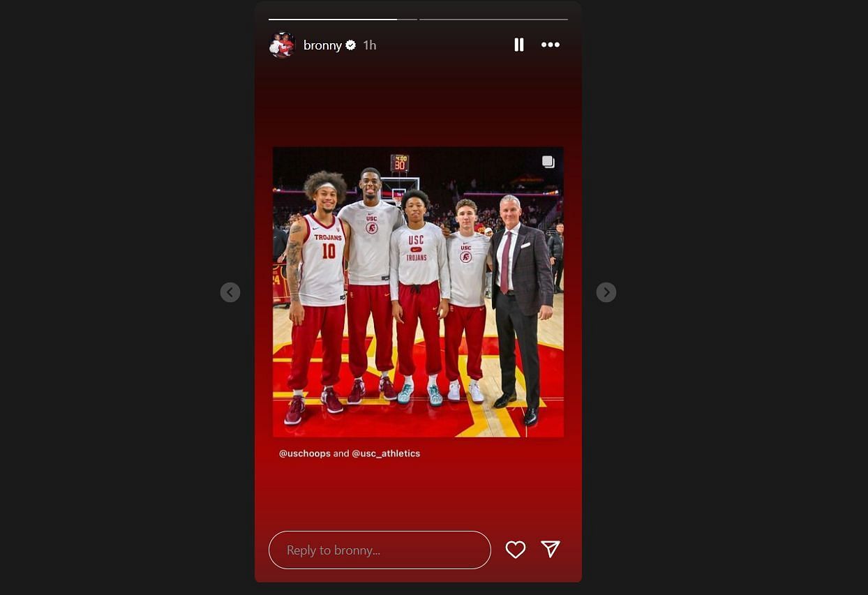 Bronny James has shared usc&#039;s senior night