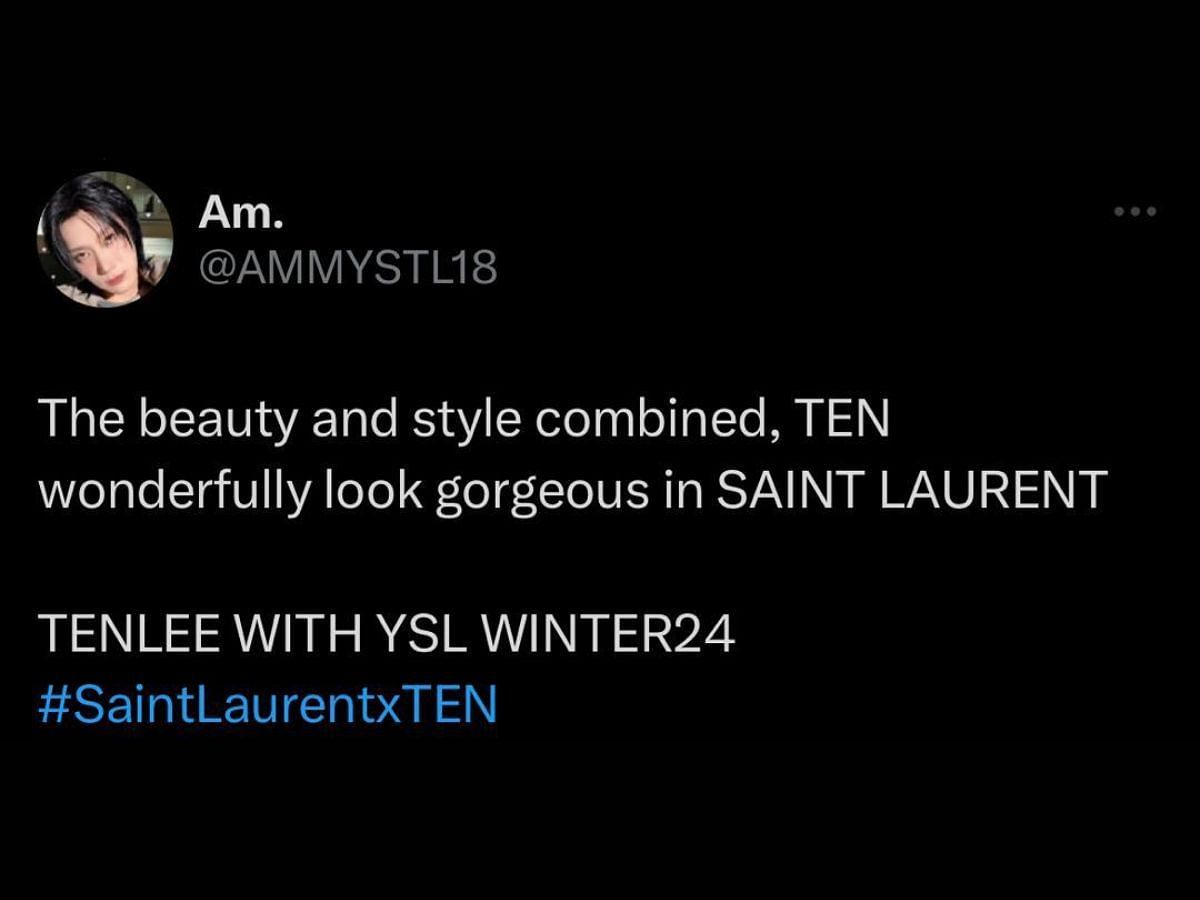 Fans appreciate Ten&#039;s look for the Yves Saint Laurent men&#039;s winter collection for Paris Fashion Week 2024 (Image via X/Viraltakes)