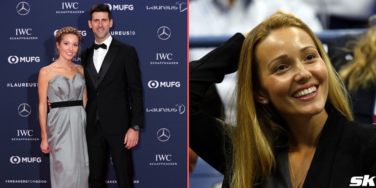 Novak Djokovic with wife Jelena Djokovic (L) and Jelena (R)