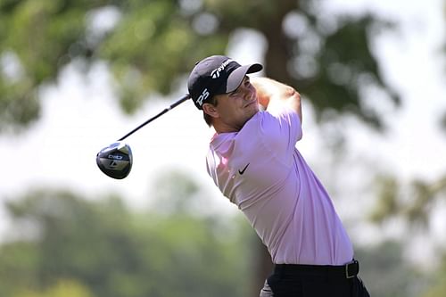 Pierceson Coody hits a tee shot on the 12th hole during the first round of the Texas Children's Houston Open