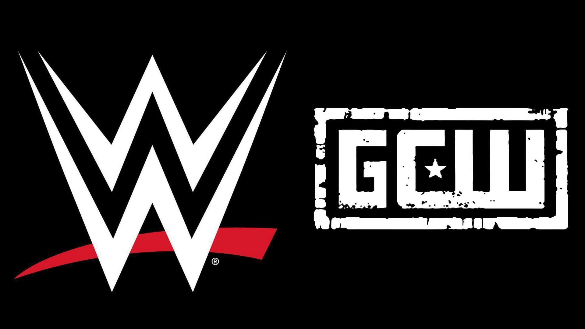 The official company logos for WWE and GCW