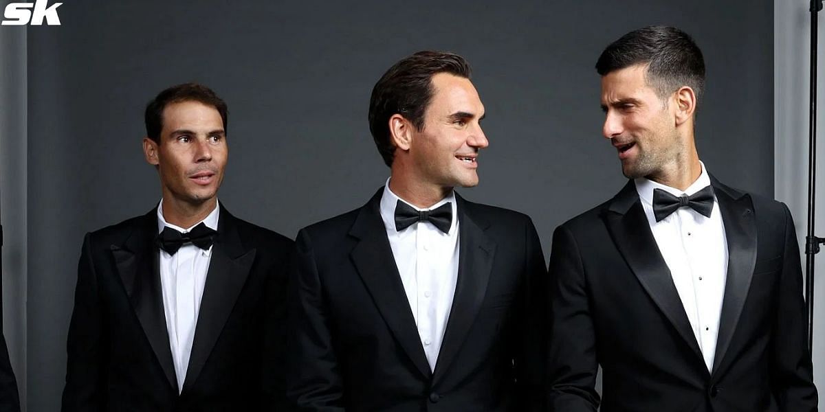 Rafael Nadal, Roger Federer and Novak Djokovic (L-R)