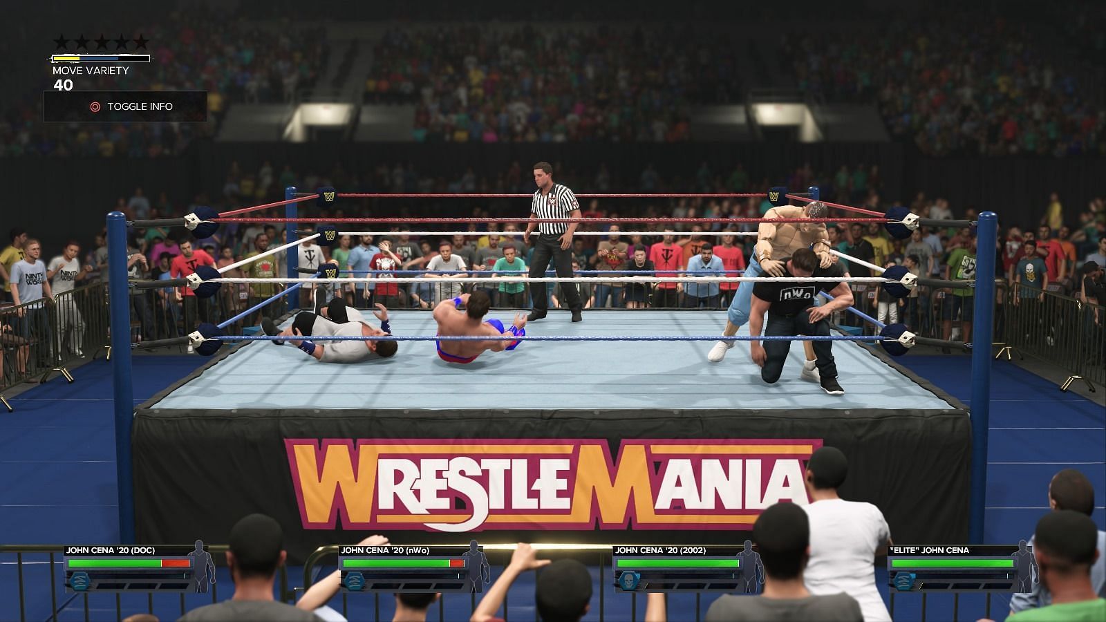 Not only can you see him, but you&#039;re apparently seeing quadruple (Image via WWE 2K24/2K Games)