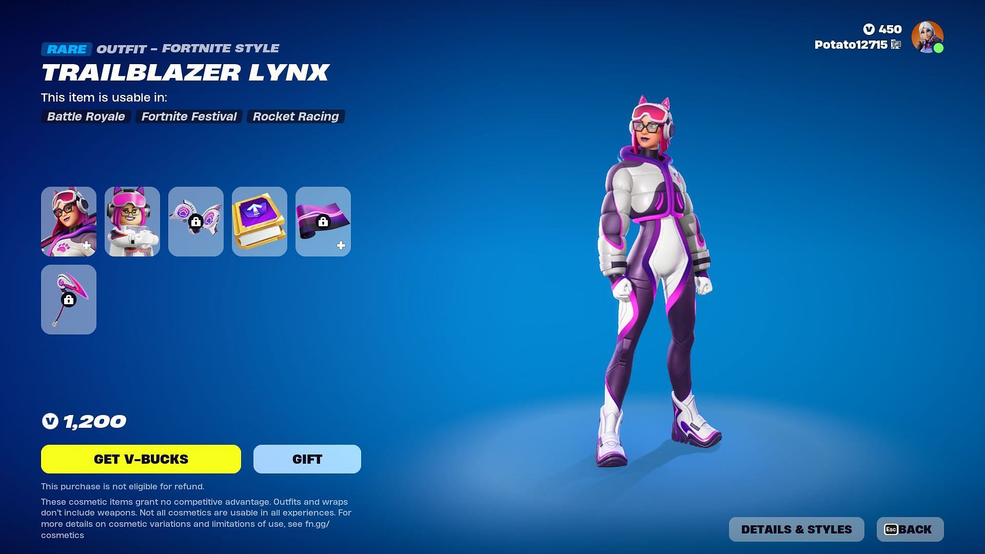 Trailblazer Lynx Skin is currently listed in the Item Shop (Image via Epic Games/Fortnite)