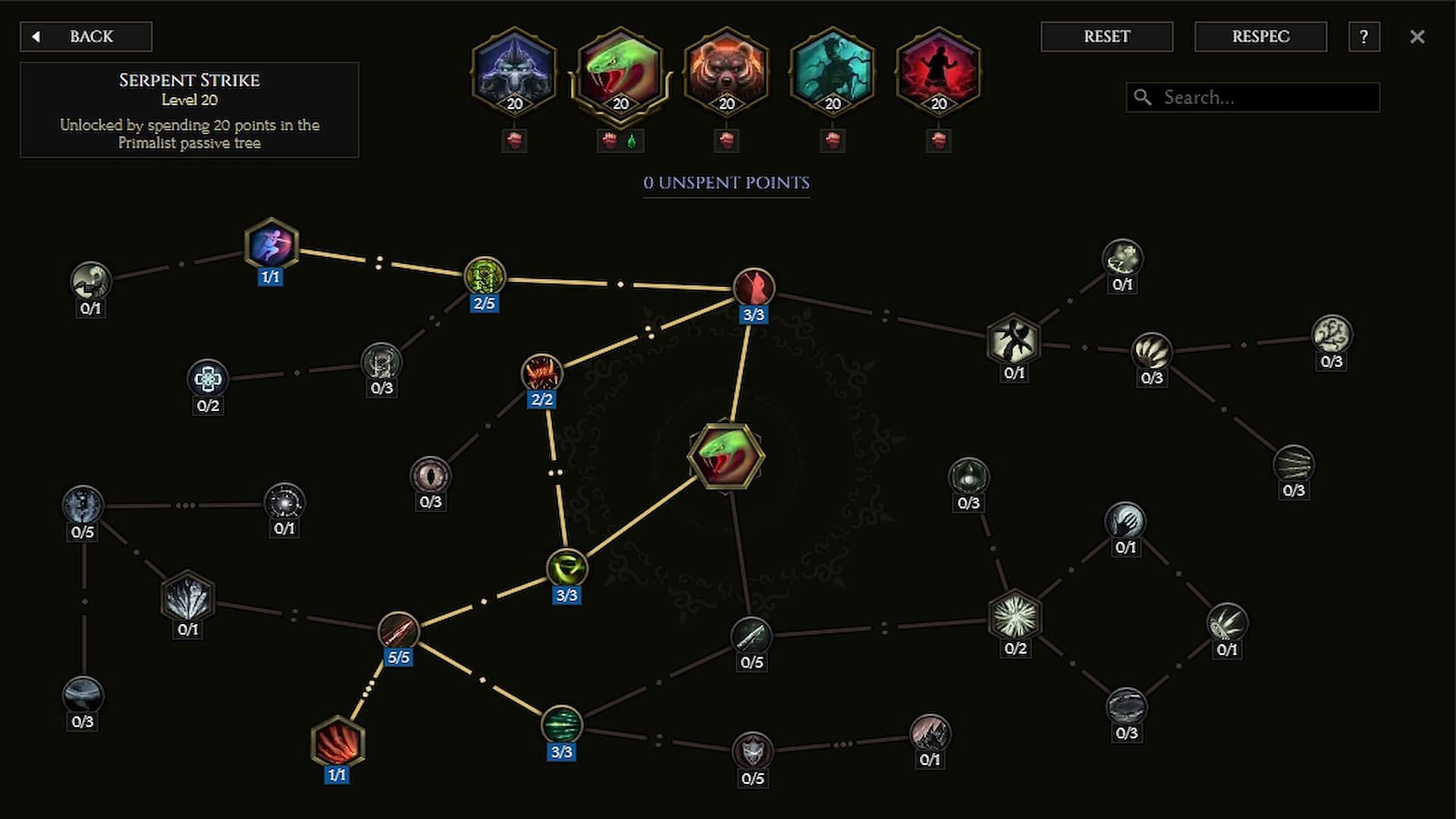 Skill tree for Serpent Strike (Image via Eleventh Hour Games || lastepochtools.com)