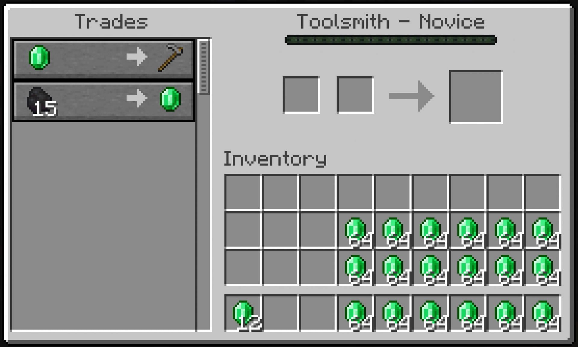 The toolsmith trades are awful right from the start (Image via Mojang)