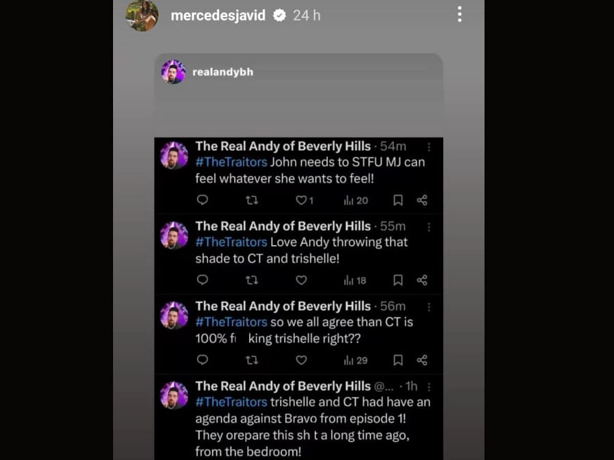 MJ posts fan theories about CT and Trishelle (Image via Instagram/@mercedesjavid)