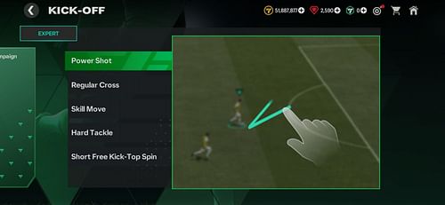 Back and forth finger gesture in the goal's direction in a singular motion to execute a Power Shot (Image via EA Sports)