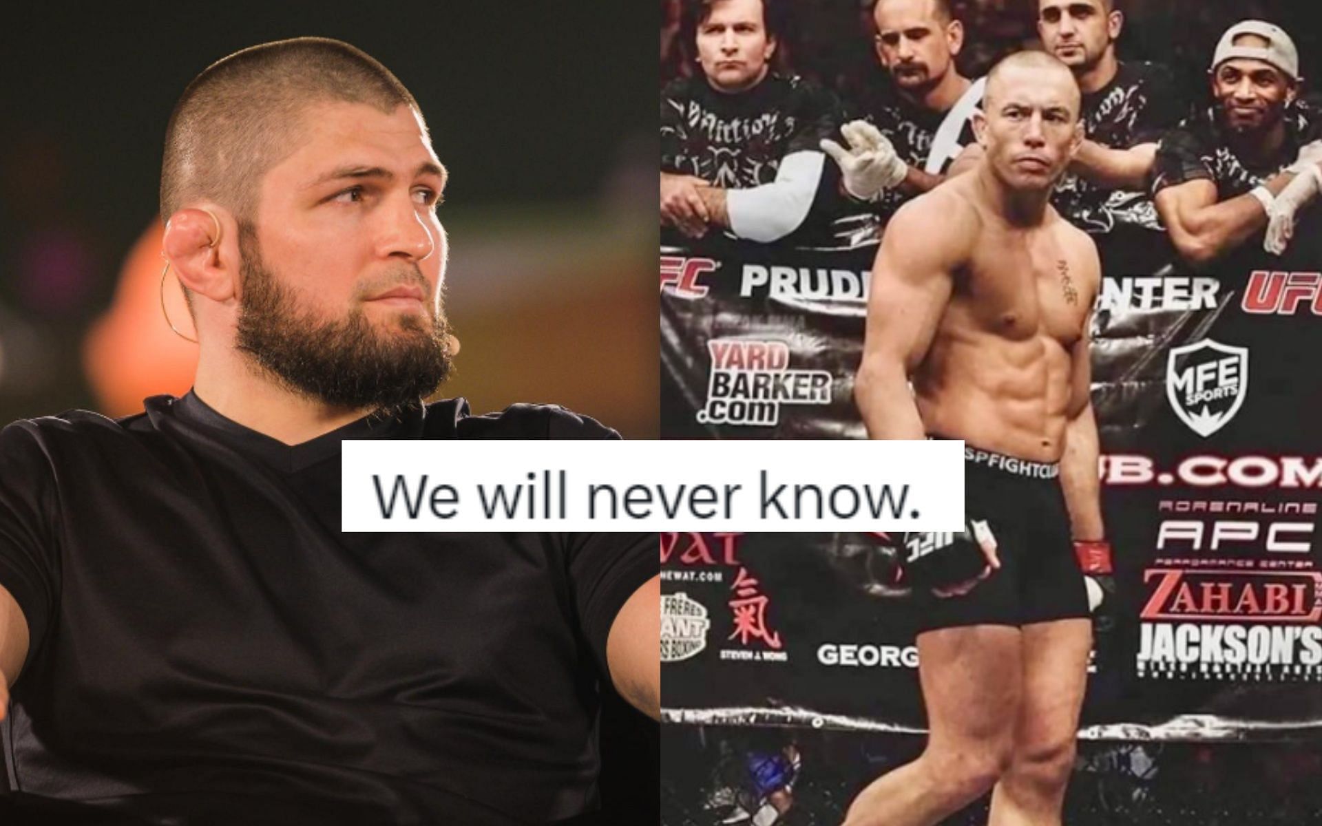 Fans have long discussed a fight between Khabib Nurmagomedov (L) and Georges St-Pierre (R). [Images via @khabib_nurmagomedov and @georgesstpierre on Instagram]