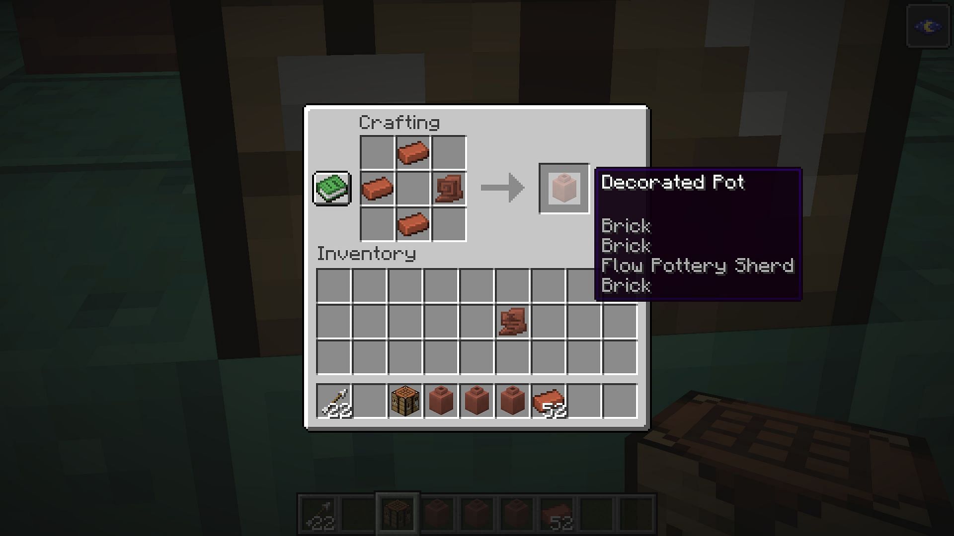 Pottery sherds can be crafted into pots using bricks or other sherds (Image via Mojang Studios)